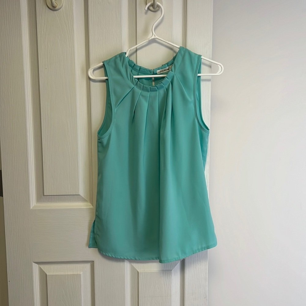NWOT - Robin Egg Blue Pleated Top